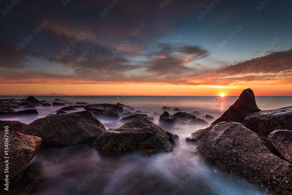 Fototapeta premium Mediterranean coast at sunset