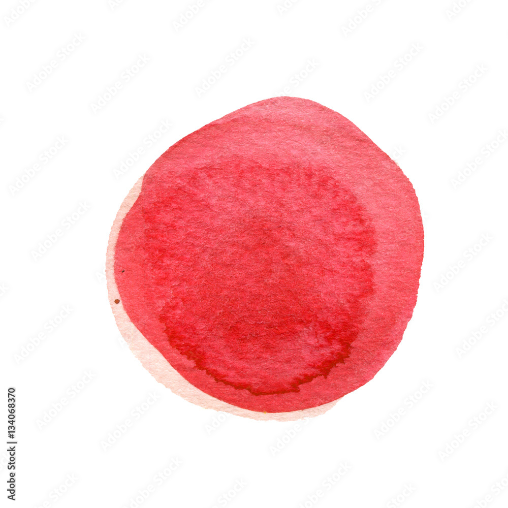 Pink watercolor circle isolated on white. Abstract round background. Red watercolour stains texture. Hand drawn purple spot. Pink watercolor circle isolated on white. Abstract round background. Red watercolour stains texture. Hand drawn purple spot.