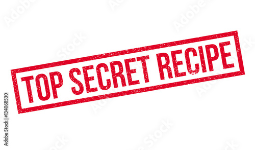 Top Secret Recipe rubber stamp. Grunge design with dust scratches. Effects can be easily removed for a clean, crisp look. Color is easily changed.