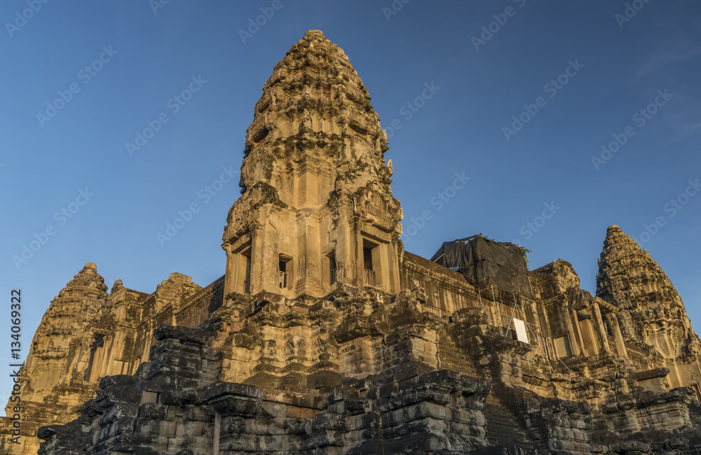 Angkor Wat temple in hot sunny morning