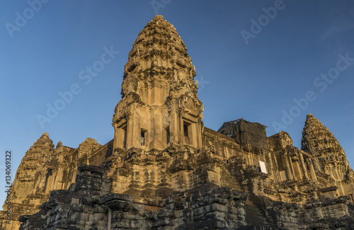 Angkor Wat temple in hot sunny morning