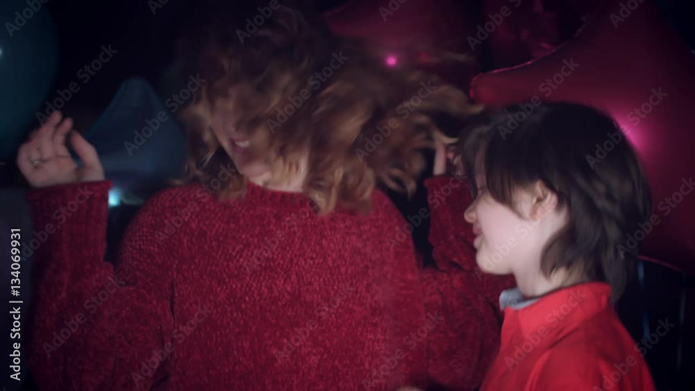 4k Party Birthday Kid with Mom Dancing Happy 4k Party Birthday Kid with Mom Dancing Happy