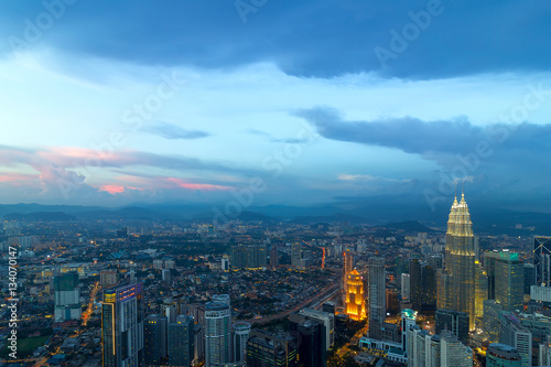 Kuala Lumpur City During Twilight Aerial View