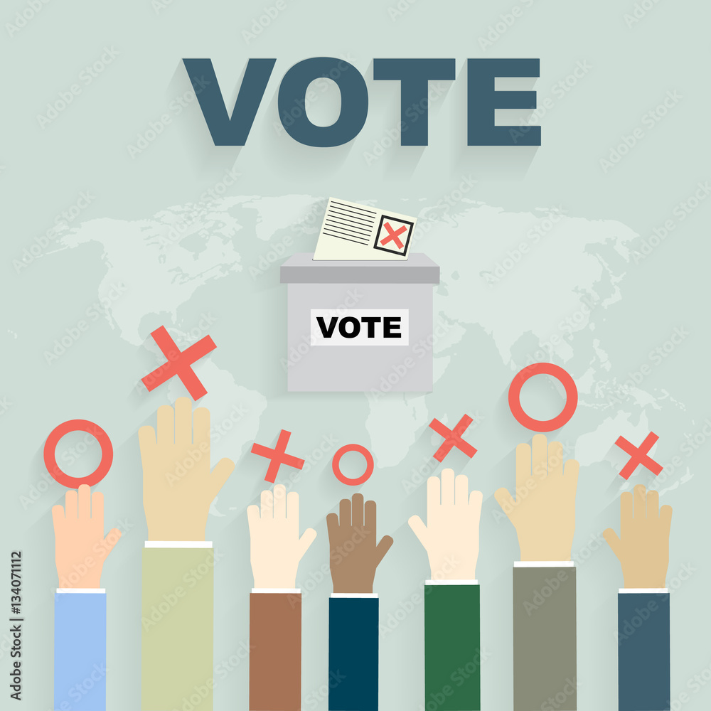Voting concept in flat style -Vote paper, democracy concept Voting concept in flat style -Vote paper, democracy concept