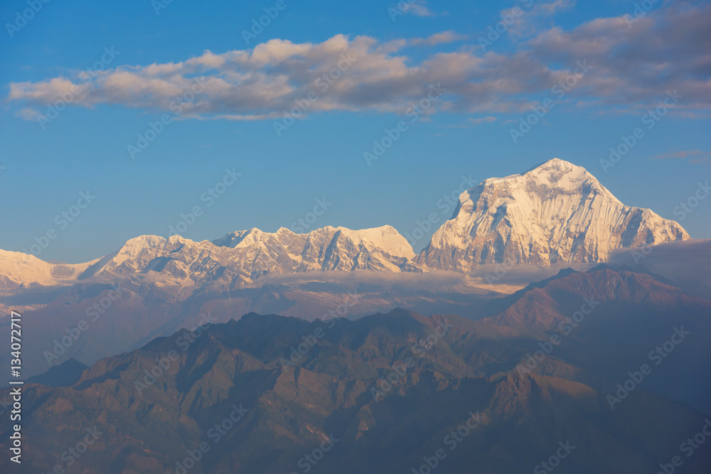 View of Mt. Dhaulagiri (8,172m.) at Sunrise from Poon Hill, Nepal.