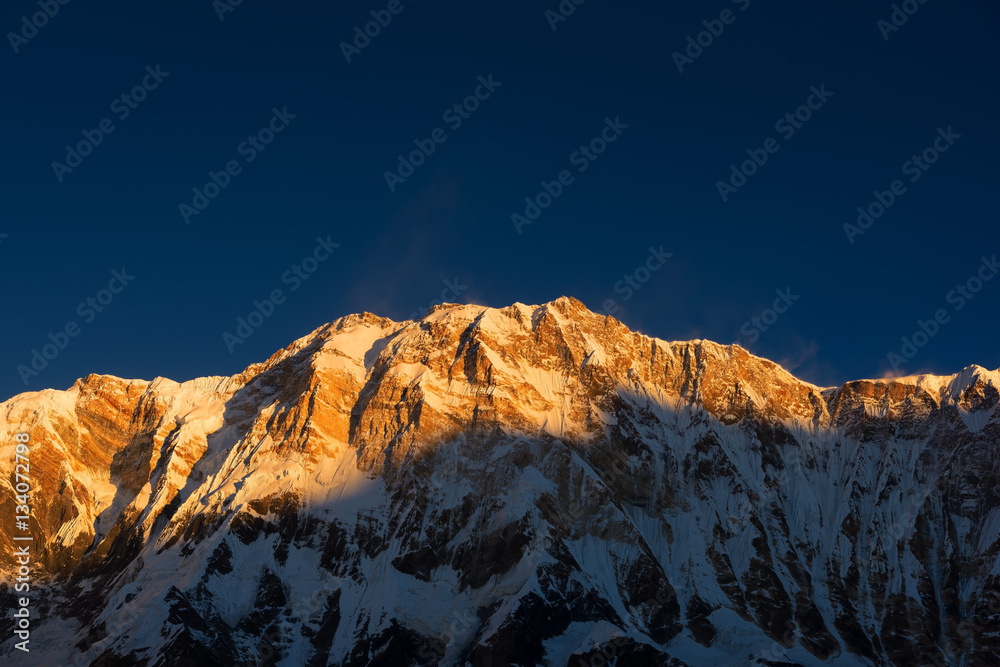 Plakat Góra Annapurna z obozu podstawowego Annapurna, Nepal.
