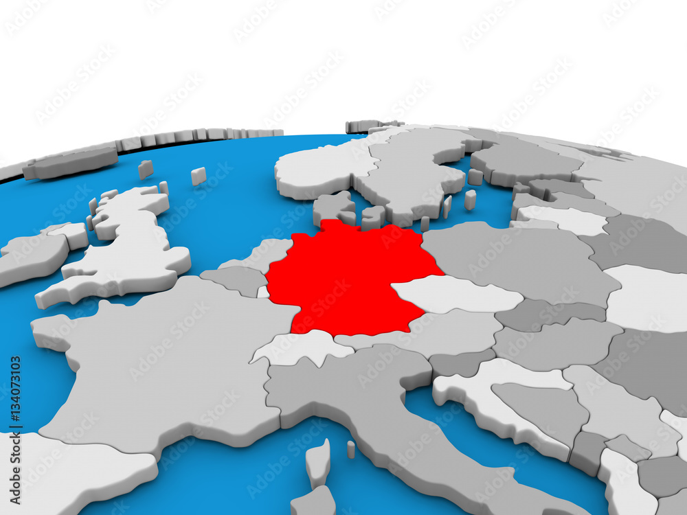 Germany on globe in red