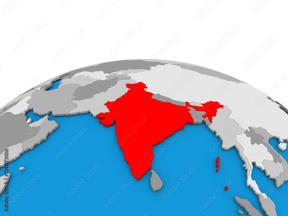 India on globe in red