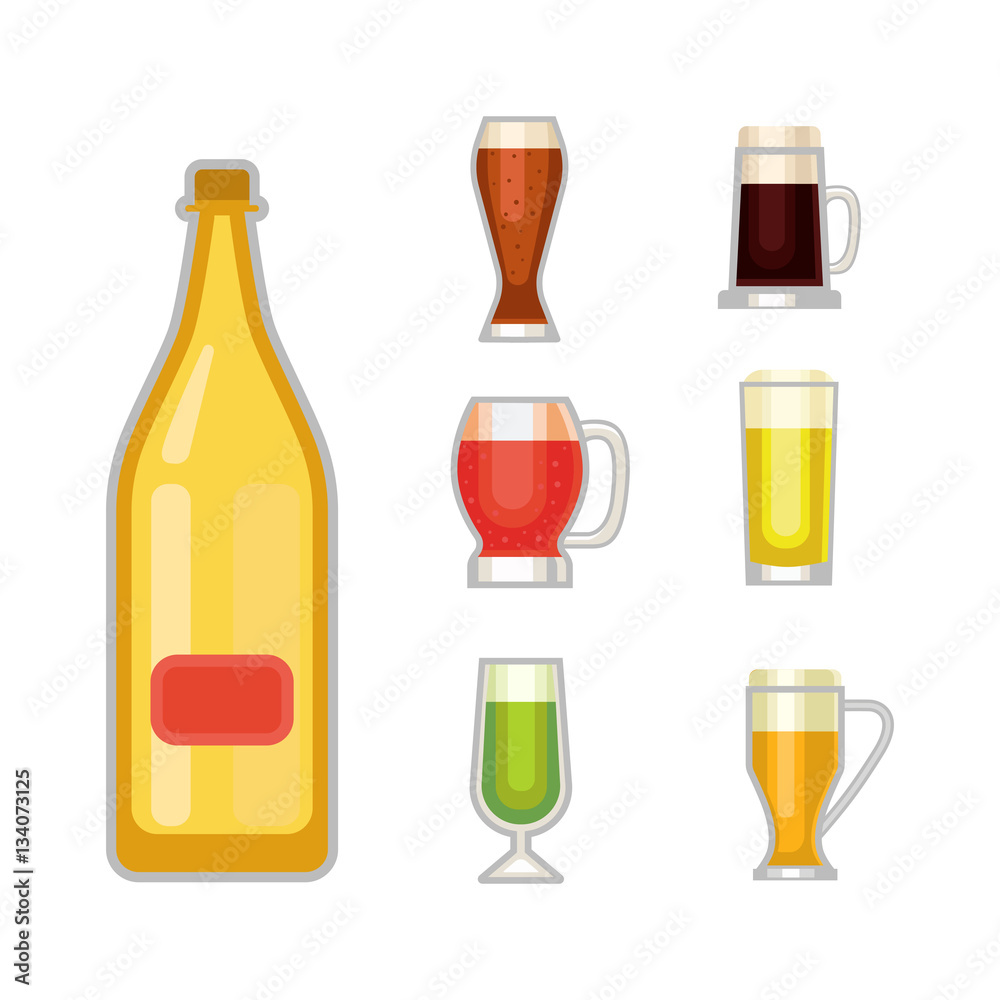 Beer glass vector set. Beer glass vector set.