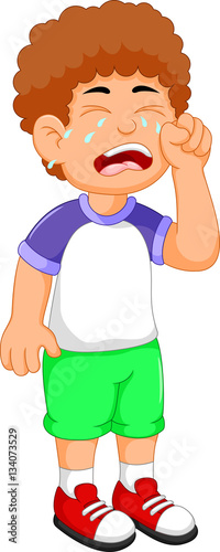 cute little boy cartoon crying
