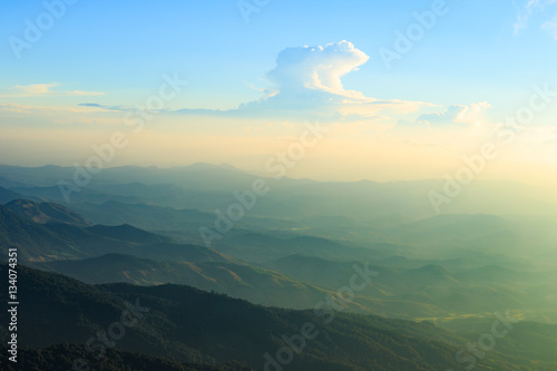 Scenery and bright sky with cloud over high mountain in north of © mathisa