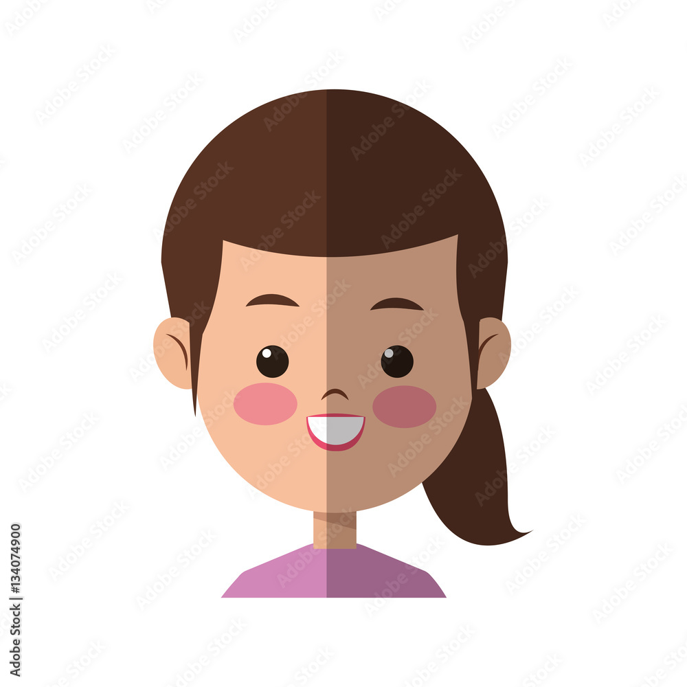 happy young woman face cartoon icon over white background. colorful design. vector illustration happy young woman face cartoon icon over white background. colorful design. vector illustration
