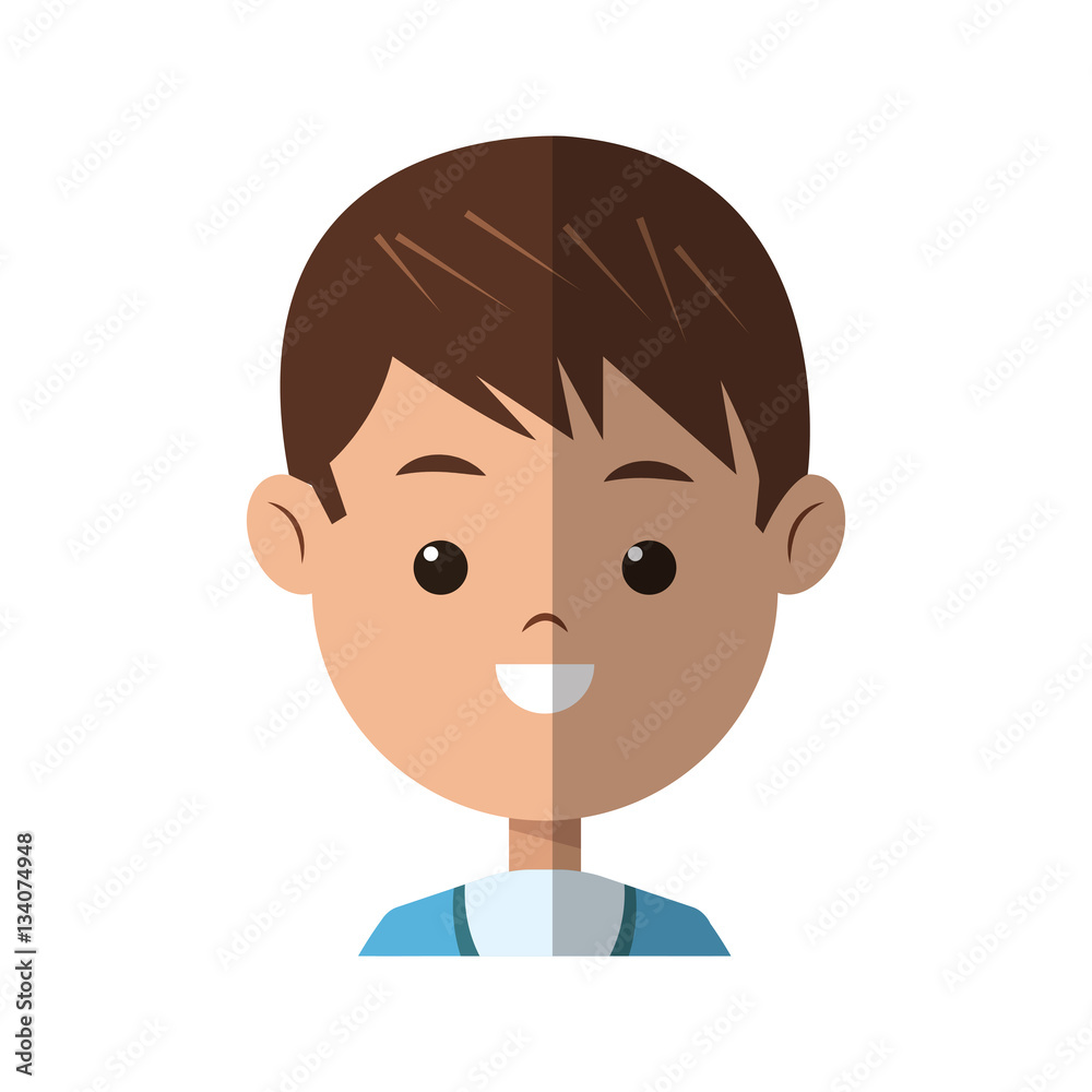 young boy face cartoon icon over white background. colorful design. vector illustration