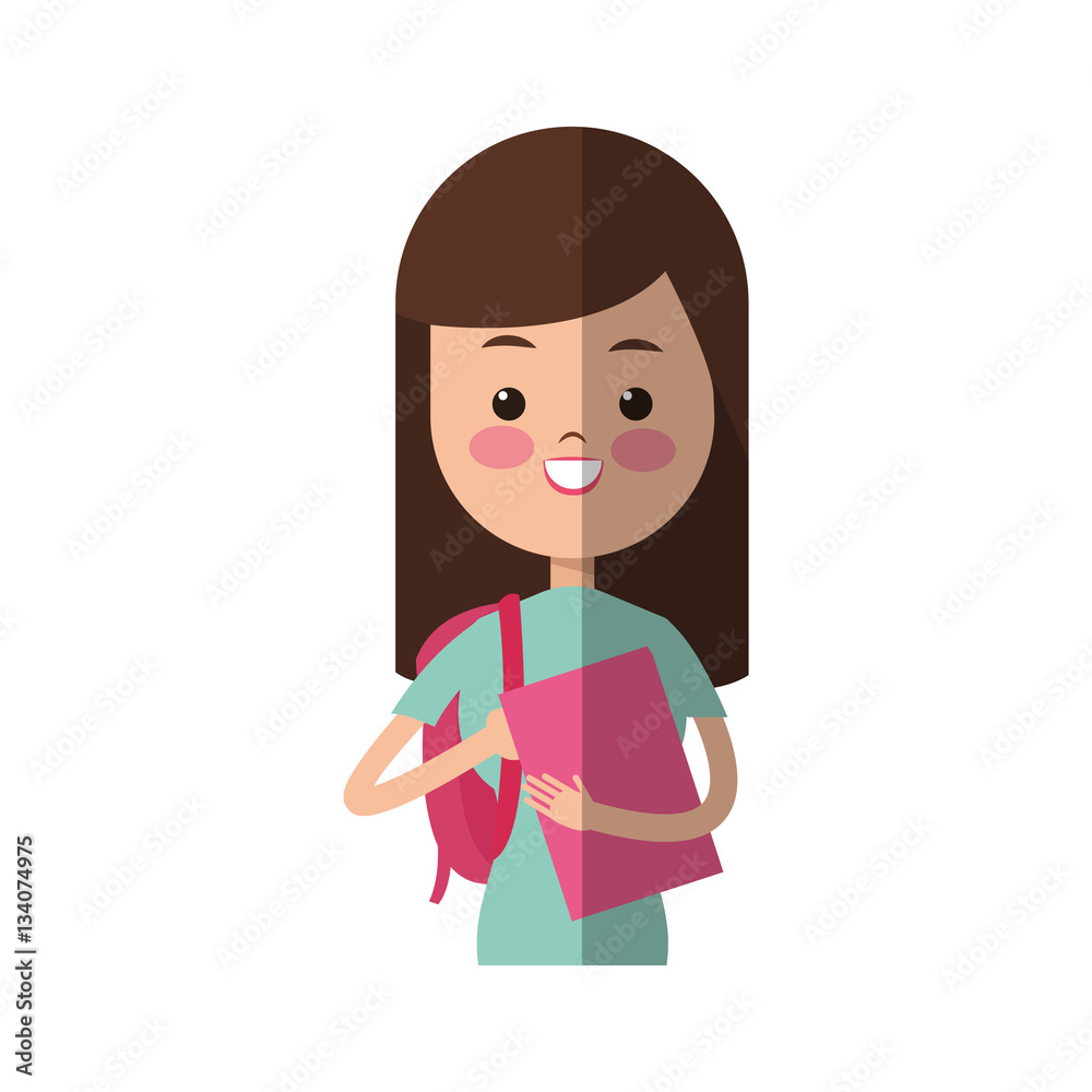 happy young woman cartoon icon over white background. colorful design. vector illustration happy young woman cartoon icon over white background. colorful design. vector illustration