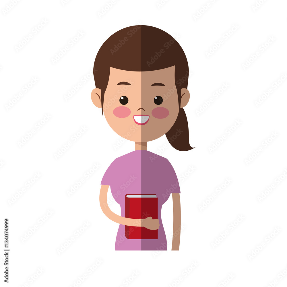 happy young woman cartoon icon over white background. colorful design. vector illustration happy young woman cartoon icon over white background. colorful design. vector illustration