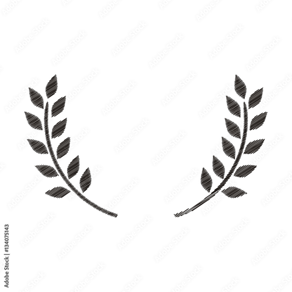 Obraz premium striped monochrome crown formed with two olive branch vector illustration