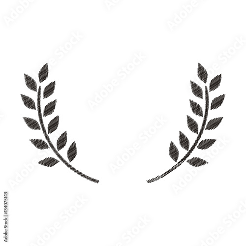 striped monochrome crown formed with two olive branch vector illustration