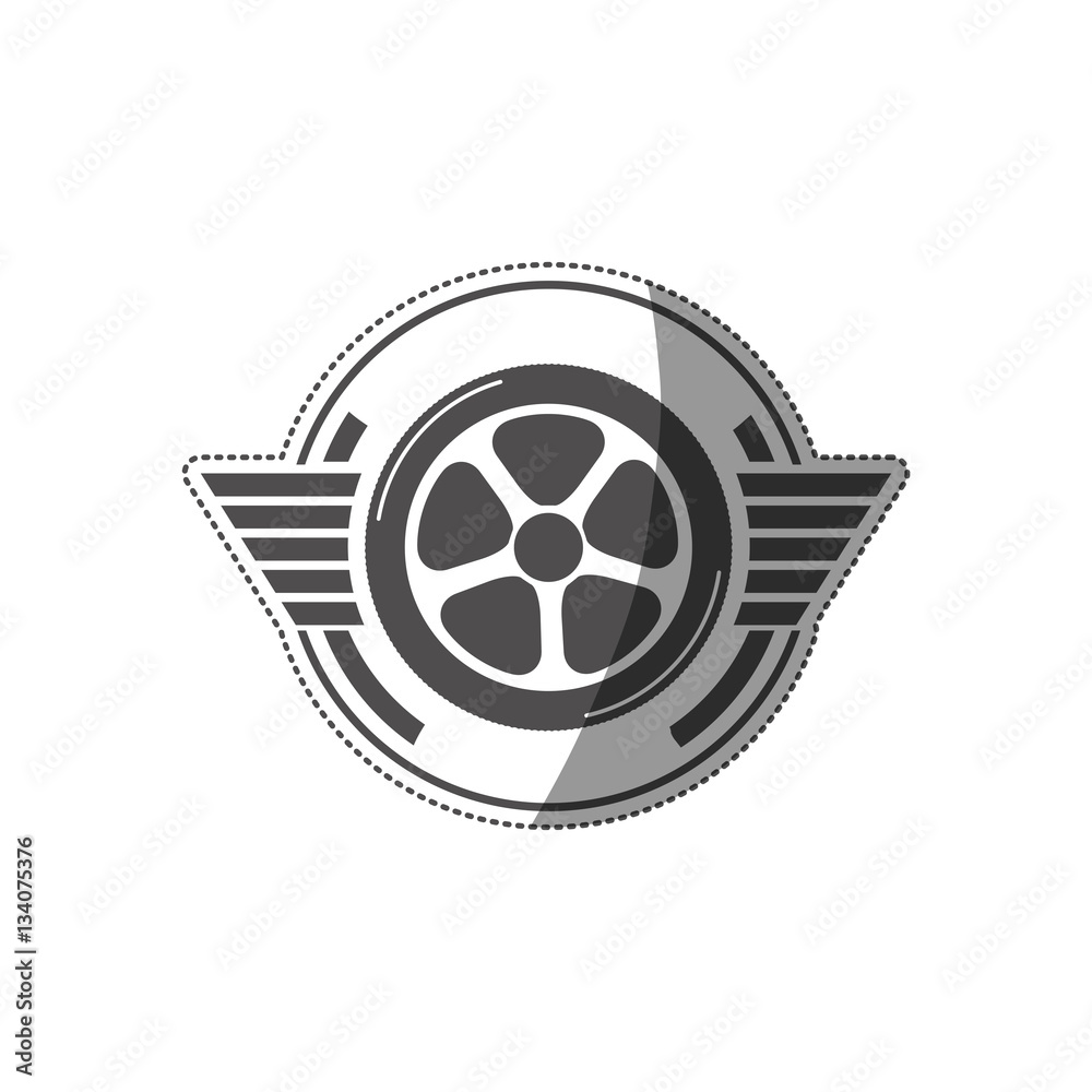 sticker car wheel award in monochrome vector illustration sticker car wheel award in monochrome vector illustration