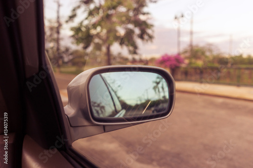Wing mirror while driving. vintage filtered © littlekop