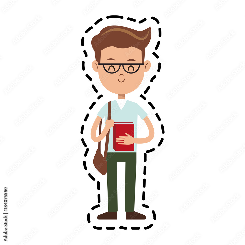 young boy cartoon wearing casual clothes over white background. colorful design. vector illustration young boy cartoon wearing casual clothes over white background. colorful design. vector illustration
