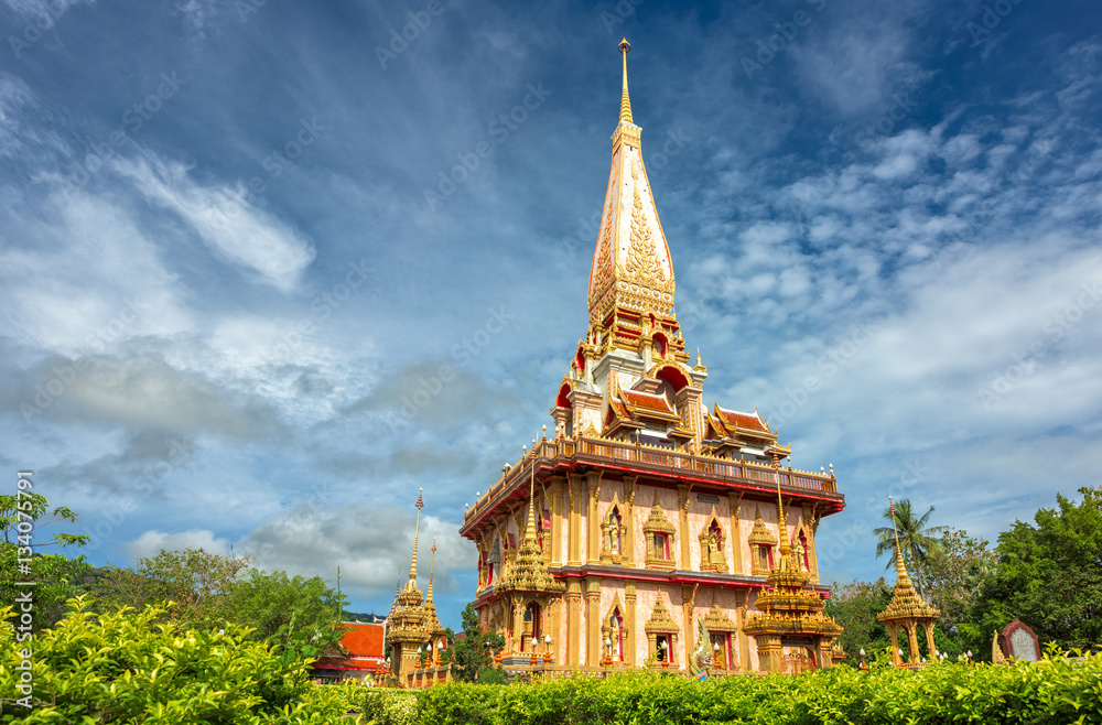 Fototapeta premium The most important of buddhist temples of Phuket is Wat Chalong or formally Wat Chaiyathararam in Phuket, Thailand.