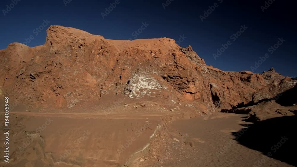 El Valle de la Luna (Valley of the Moon), Atacama desert, Chile. It looks similar to the moon's surface. A prototype for a Mars rover was tested here because of the valley's dry, forbidding terrains. El Valle de la Luna (Valley of the Moon), Atacama desert, Chile. It looks similar to the moon's surface. A prototype for a Mars rover was tested here because of the valley's dry, forbidding terrains.