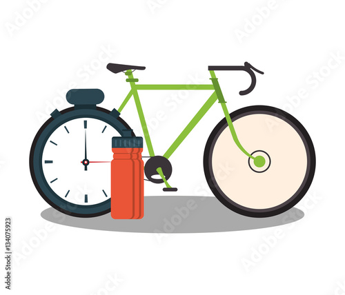 bicycle and water bottle icon over white background. healthy lifestyle concept. colorful design. vector illustration