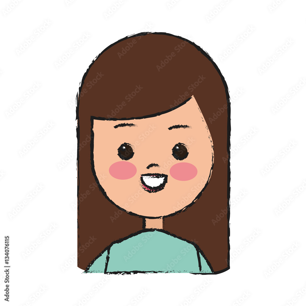 happy girl face cartoon icon over white background. colorful design. vector illustration happy girl face cartoon icon over white background. colorful design. vector illustration