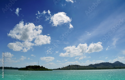 Green Island with name Coconut Island at Phuket in Thailand. Travel around Asia theme background