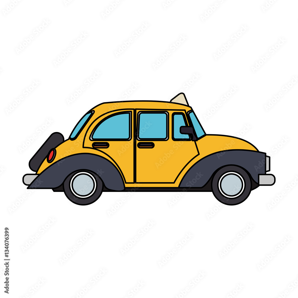 classic taxi car icon over white background. colorful design. vector illustration