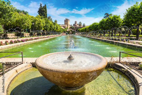 Fountain gardens of Alcazar in Cordoba