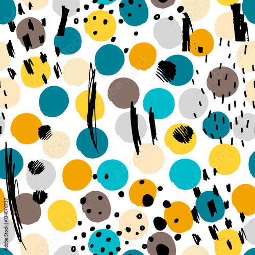 Creative seamless pattern with hand drawn textures. 