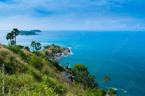view of seascapes prothep cape viewpoint at phuket, thailand