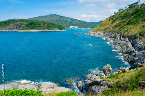 view of seascapes prothep cape viewpoint at phuket, thailand 