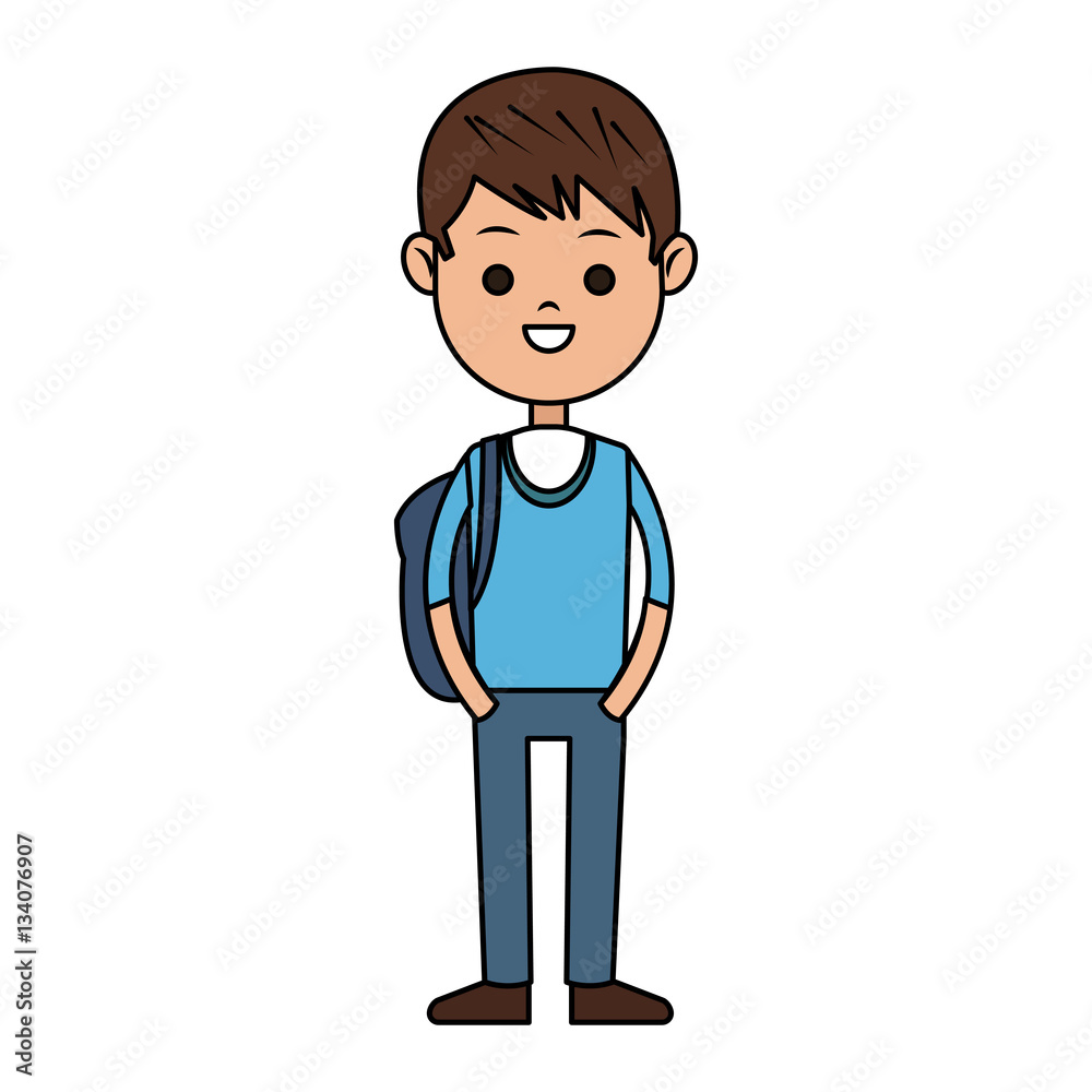 happy boy wearing casual clothes cartoon icon over white background. colorful design. vector illustration happy boy wearing casual clothes cartoon icon over white background. colorful design. vector illustration