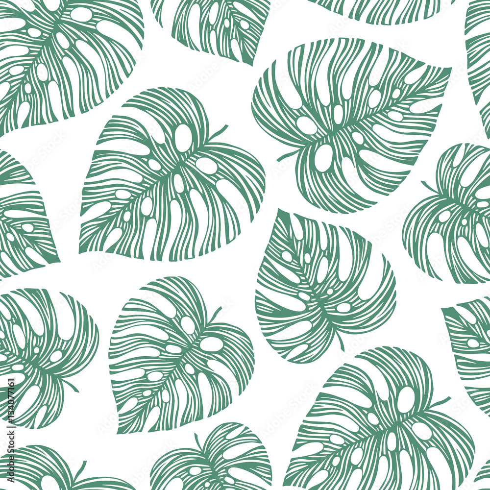 Tropical trendy seamless pattern with exotic palm leaves. Vector Tropical trendy seamless pattern with exotic palm leaves. Vector