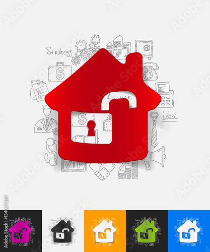 house paper sticker with hand drawn elements