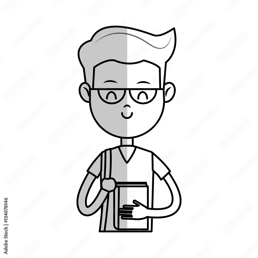 happy boy cartoon icon over white background. vector illustration