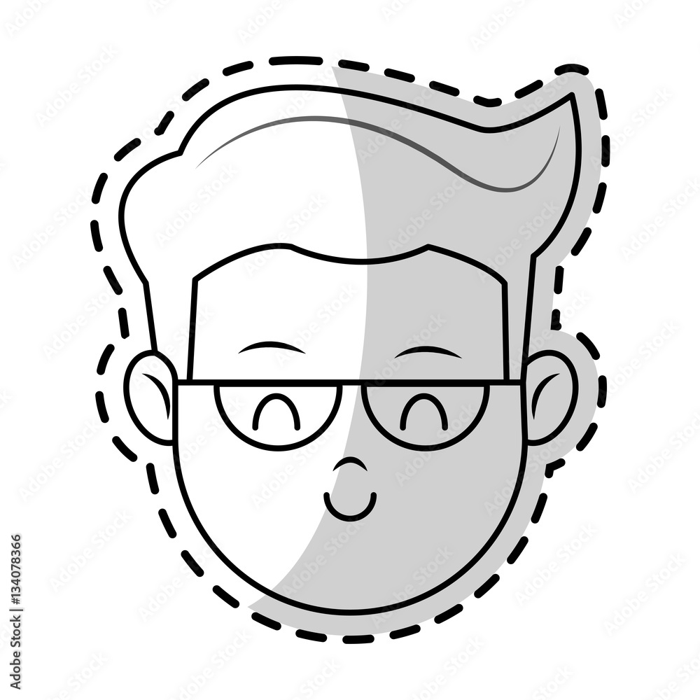 happy boy face cartoon icon over white background. vector illustration