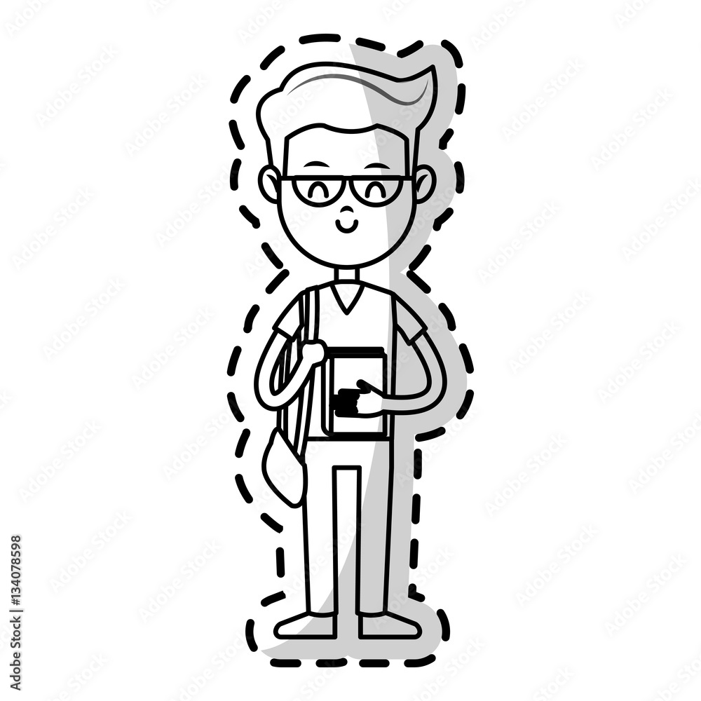 boy wearing casual clothes cartoon icon over white background. vector illustration boy wearing casual clothes cartoon icon over white background. vector illustration