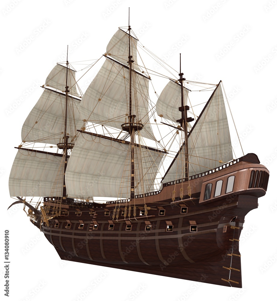 Obraz premium Sailboat 3D Illustration Isolated On White