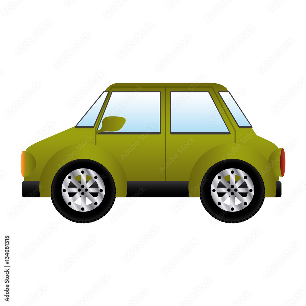 green silhouette with big automobile vector illustration