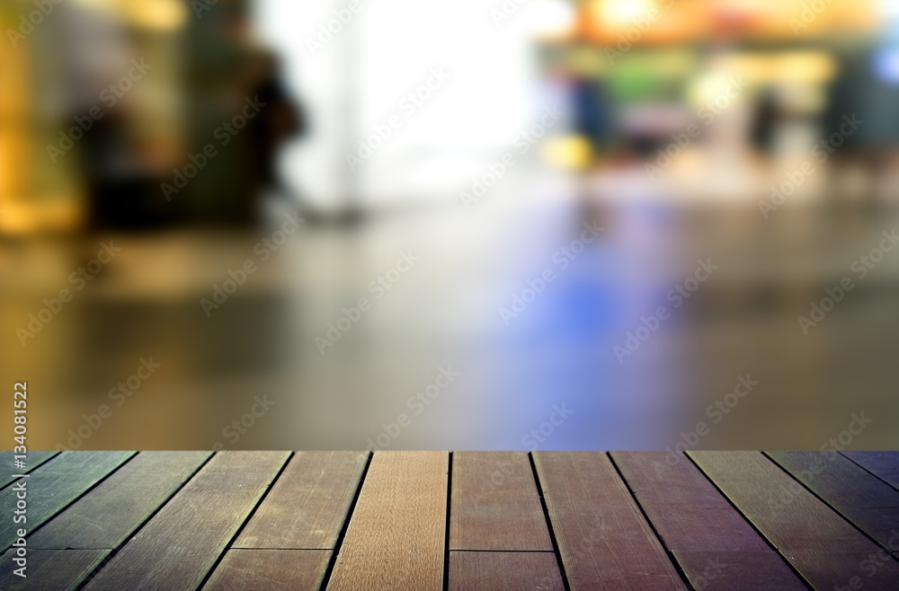 custom made wallpaper toronto digitalimage of wooden table in front of abstract blurred background