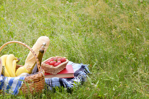 Picnic basket book and strawberry