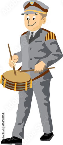 2d Illustration of an young fanfare drummer