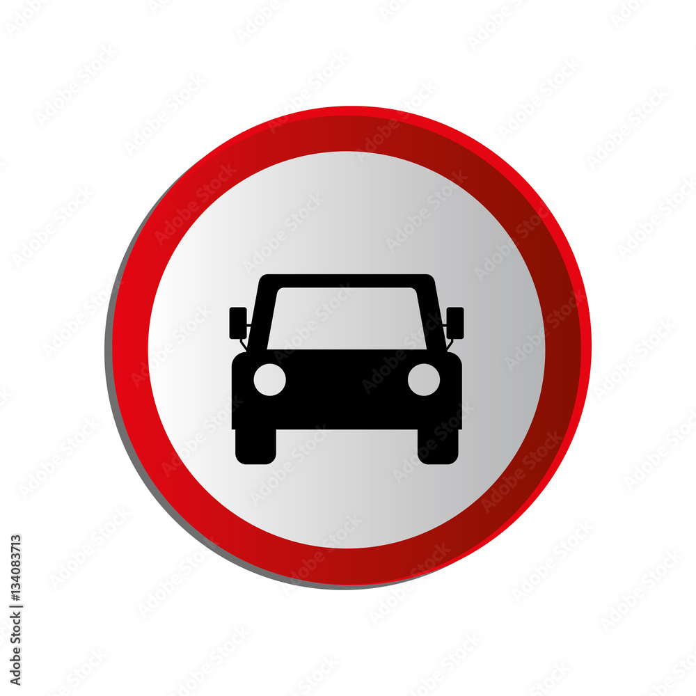 circular contour road sign of car crossing vector illustration circular contour road sign of car crossing vector illustration