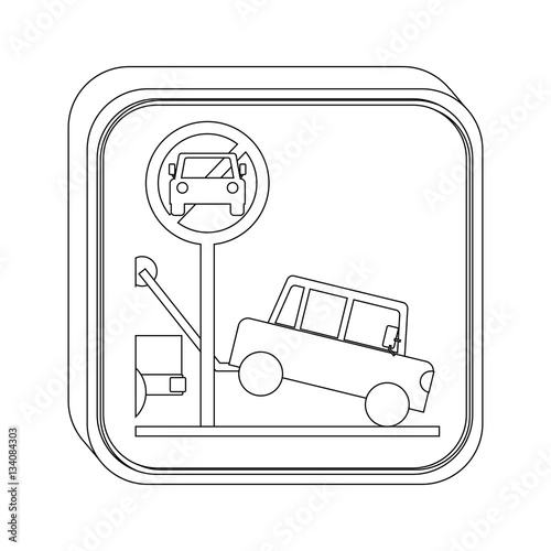 silhouette button parking prohibited sign vector illustration