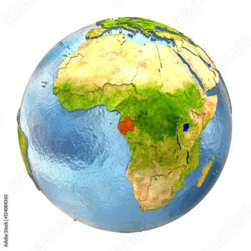 Gabon in red on full Earth