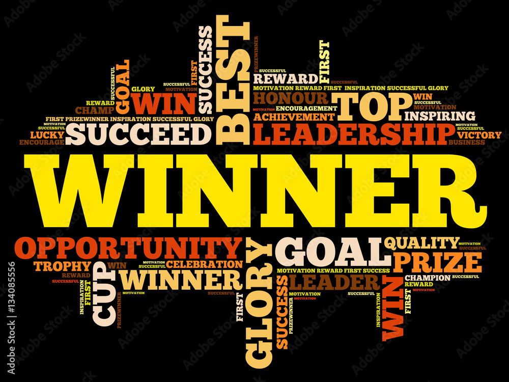 Winner word cloud collage, business concept background Winner word cloud collage, business concept background