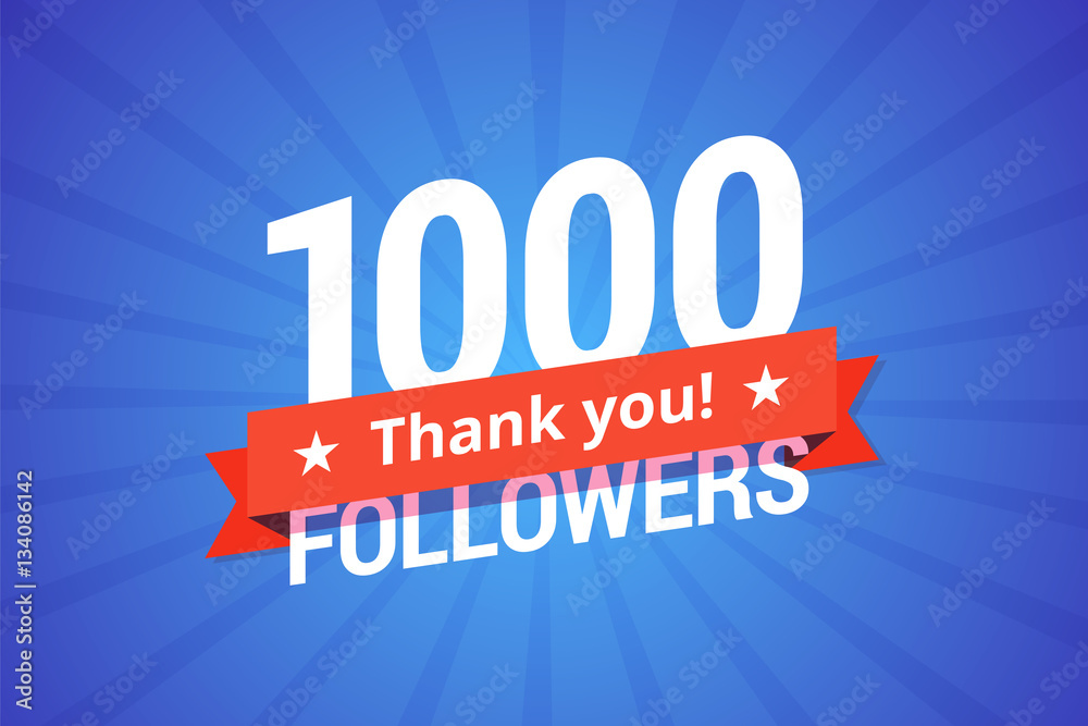 Obraz premium 1000 followers vector illustration.